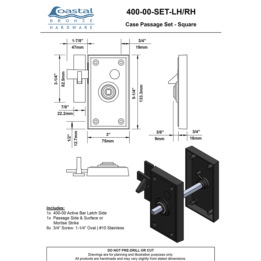 Coastal Bronze [400-00-SET] Gate Case Latch