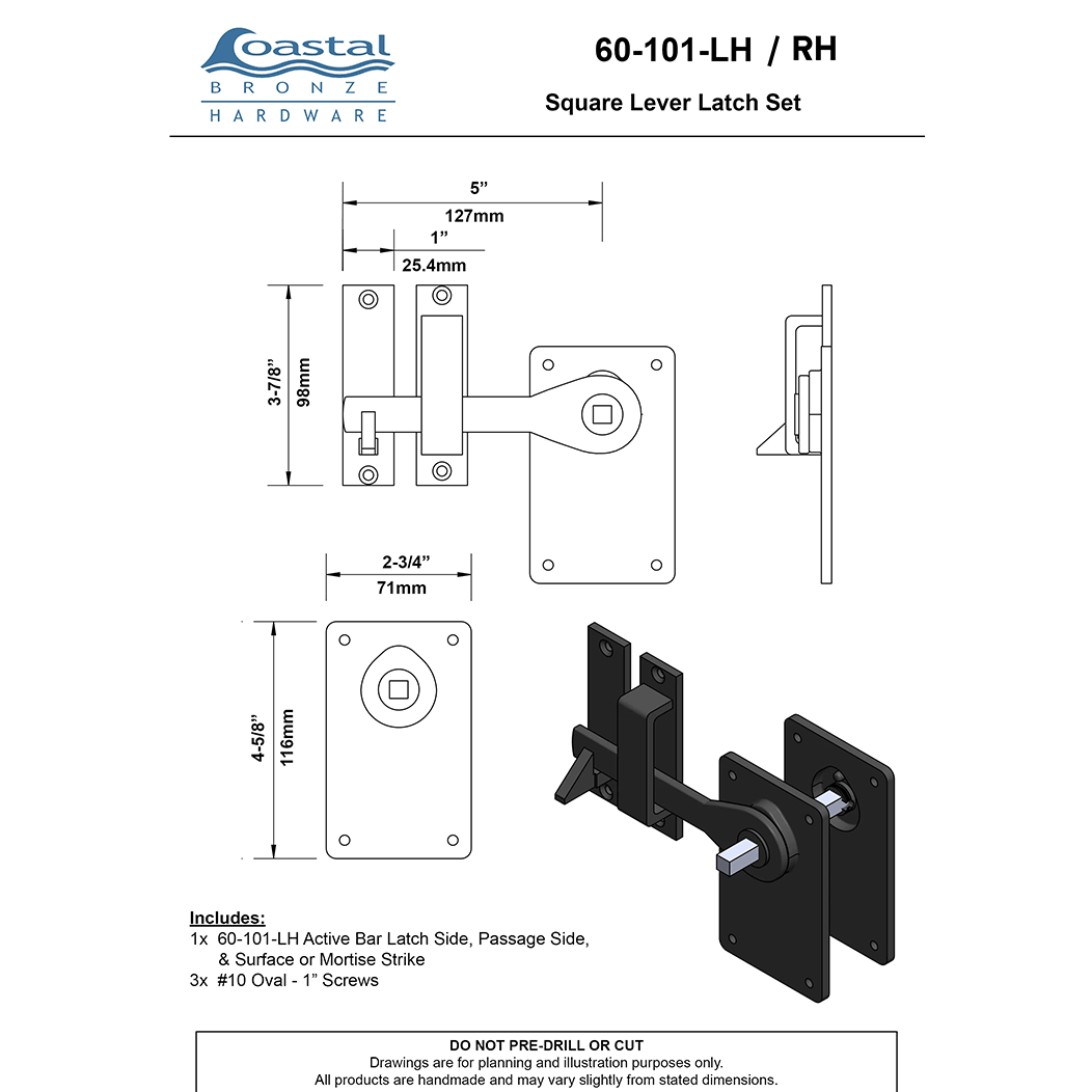 Coastal Bronze [60-101] Gate Drop Bar Latch