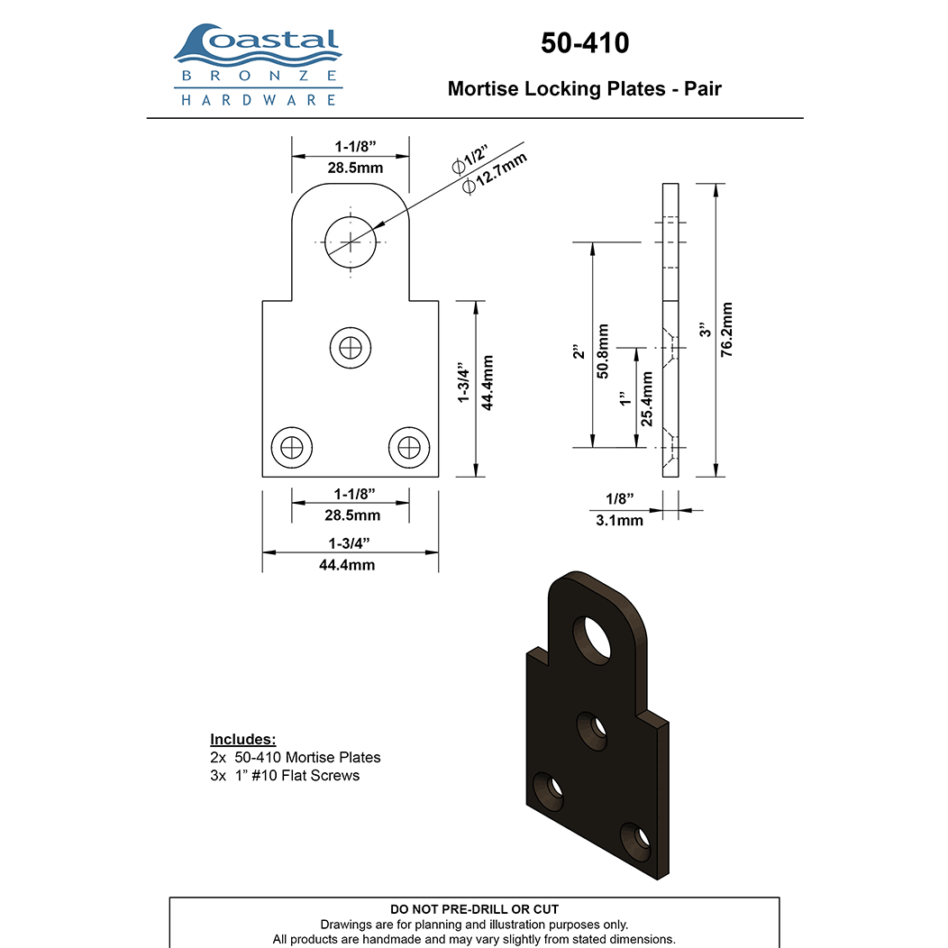 Coastal Bronze [50-410] Mortise Locking Plates