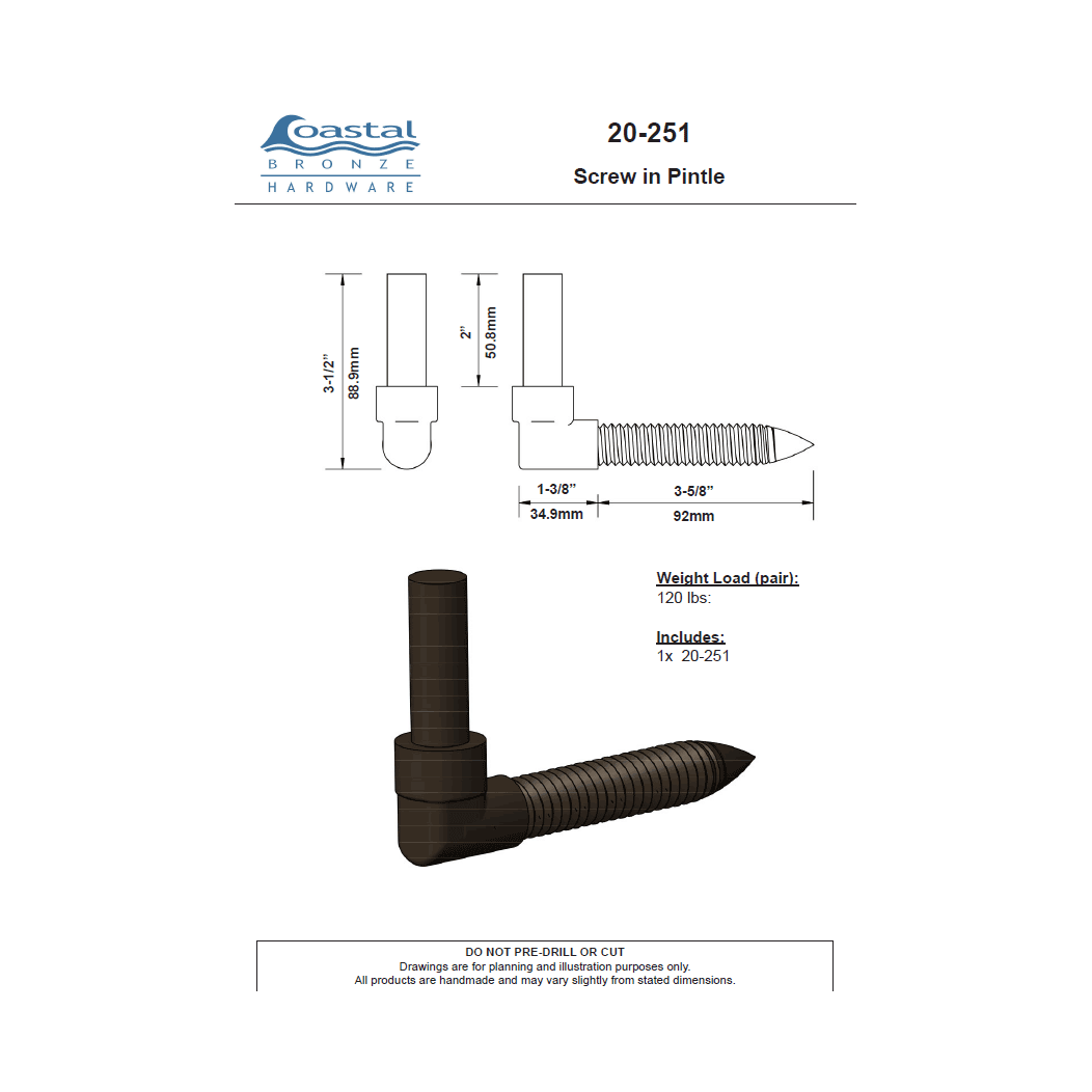 Coastal Bronze [20-251] Lag Pintle