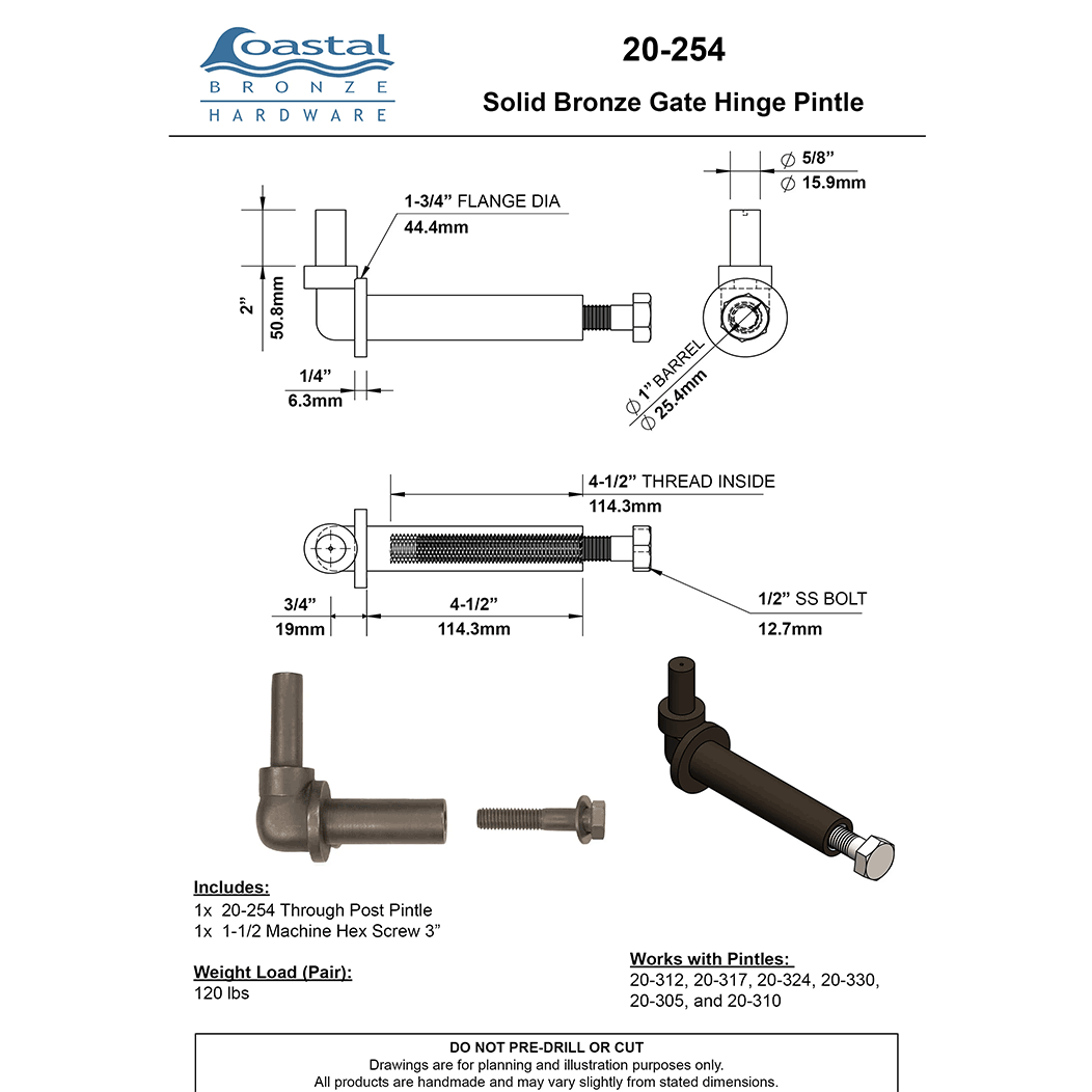 Coastal Bronze [20-254] J-Post Pintle