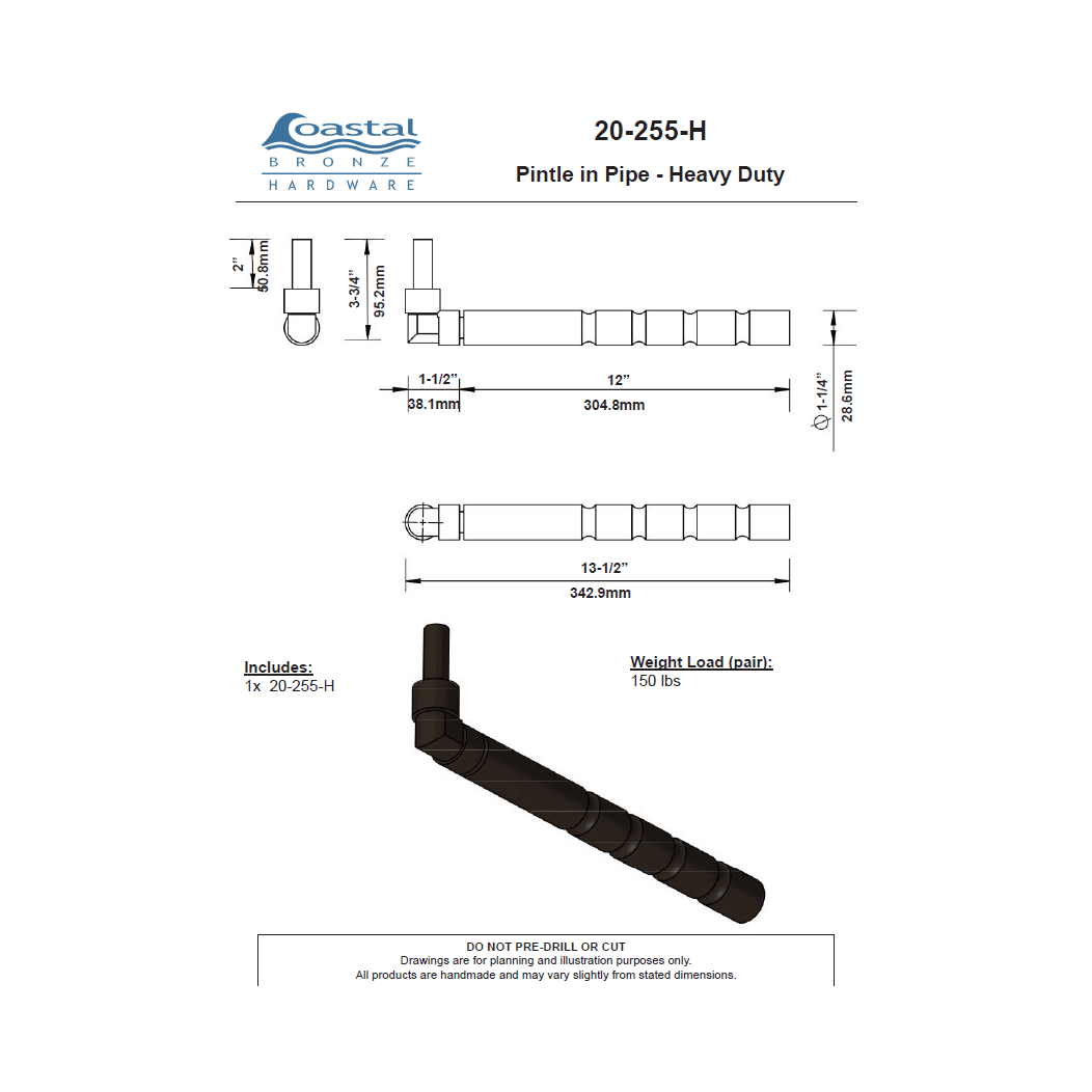 Coastal Bronze [20-255-H] Lag Pintle