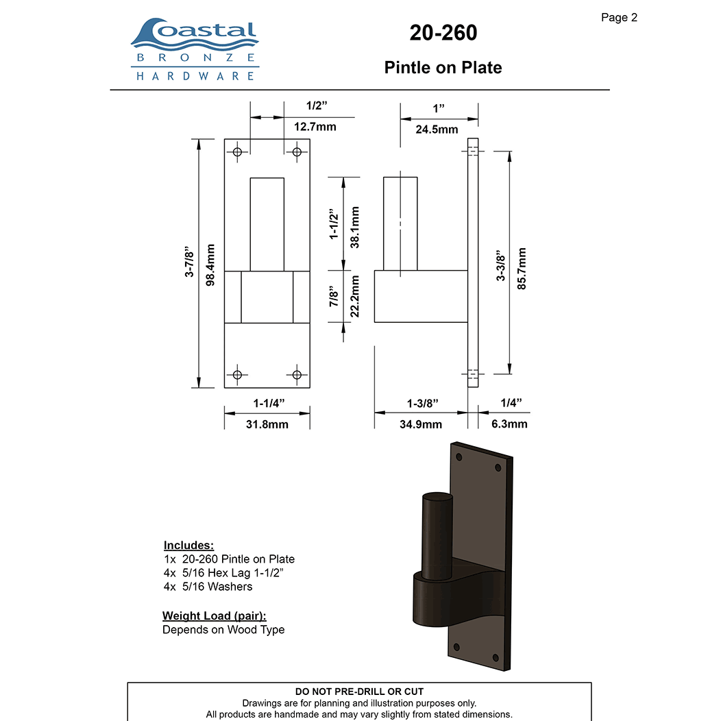 Coastal Bronze [20-260] Plate  Pintle