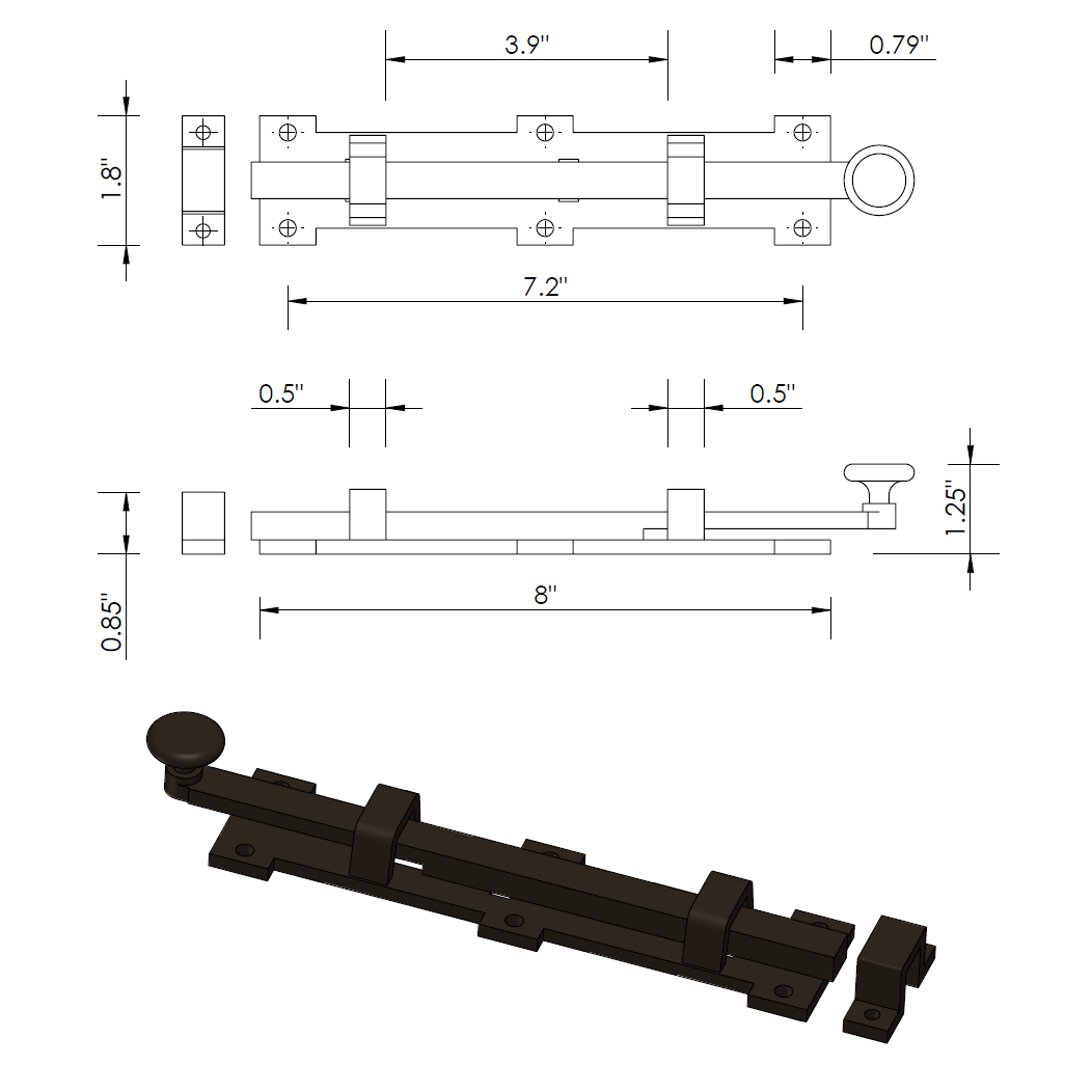 Coastal Bronze [90-100] Gate Slide Bolt