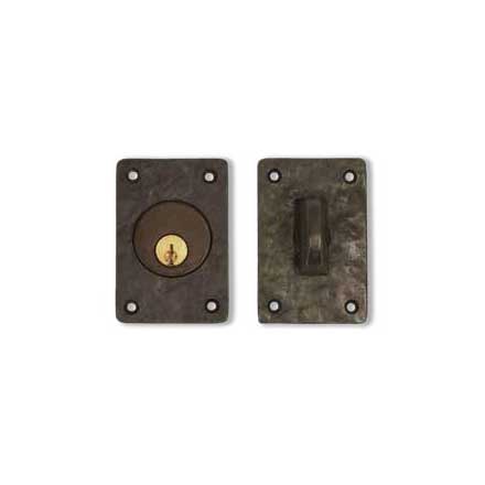 Coastal Bronze [30-265] Solid Bronze Patio Door Deadbolt - Square Plate - Single Cylinder - 2&quot; x 3&quot; Plate