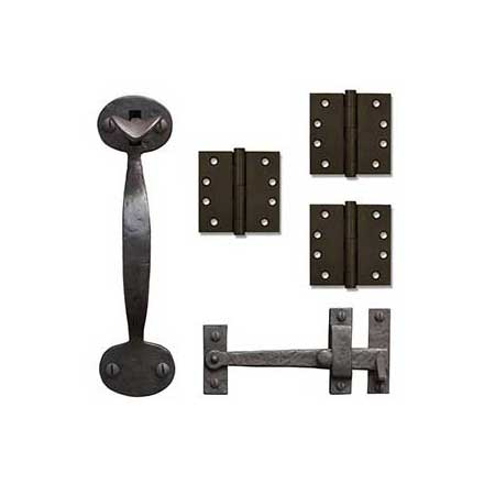 Coastal Bronze Solid Bronze Light Duty Gate Butt Hinge &amp; Thumb Latch Kit - Bean End - 2 Hinge