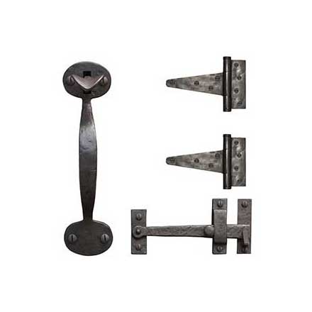 Coastal Bronze Solid Bronze Light Duty Gate T-Hinge &amp; Thumb Latch Kit - Bean End - 2 Hinge