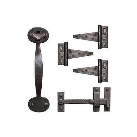 Coastal Bronze Solid Bronze Light Duty Gate T-Hinge &amp; Thumb Latch Kit - Bean End - 3 Hinge