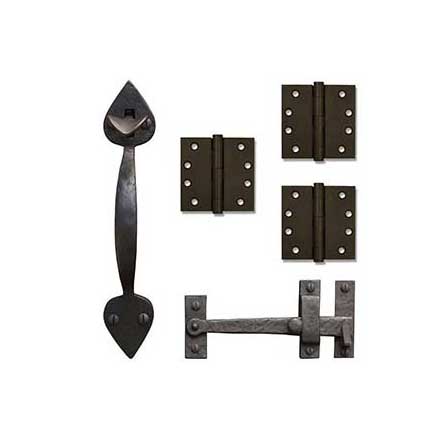 Coastal Bronze Solid Bronze Light Duty Gate Butt Hinge &amp; Thumb Latch Kit - Heart End - 3 Hinge
