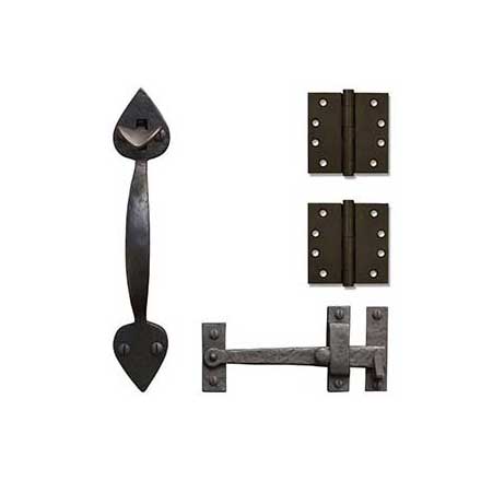 Coastal Bronze Solid Bronze Light Duty Gate Butt Hinge &amp; Thumb Latch Kit - Heart End - 2 Hinge