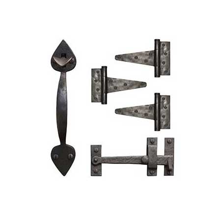 Coastal Bronze Solid Bronze Light Duty Gate T-Hinge &amp; Thumb Latch Kit - Heart End - 3 Hinge