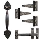 Coastal Bronze Solid Bronze Light Duty Gate T-Hinge & Thumb Latch Kit - Heart End - 3 Hinge