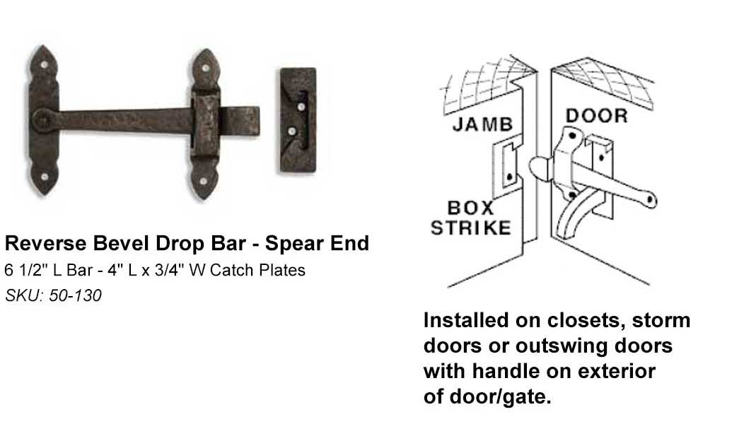 [50-130] Reverse Bevel Gate Drop Bar Latch