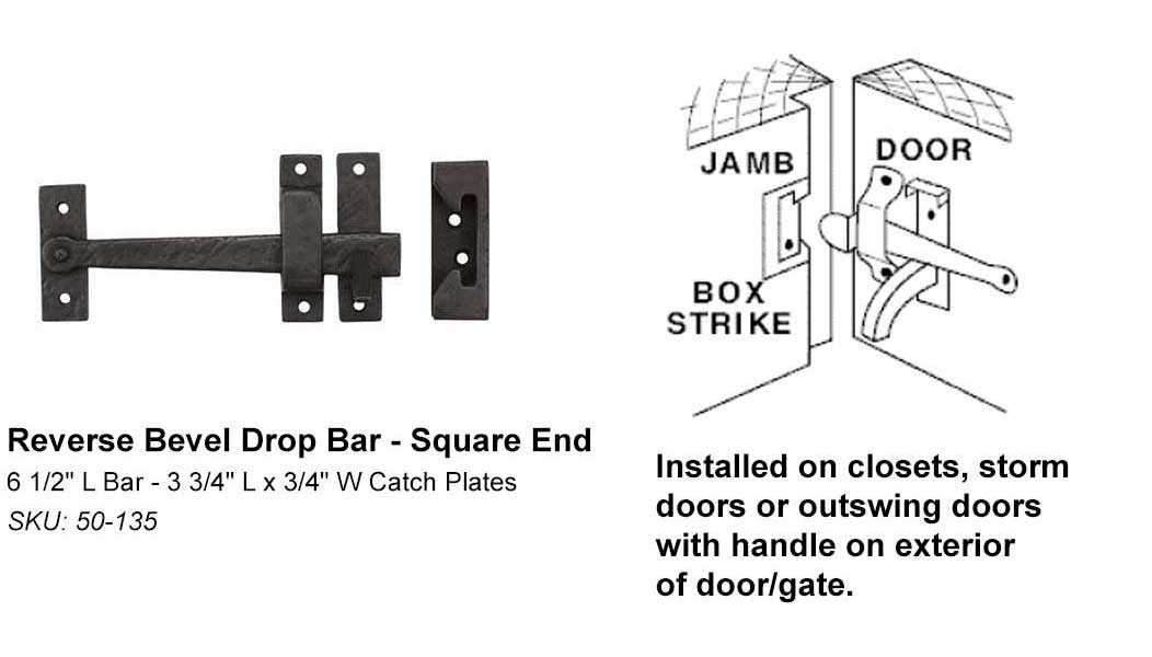 [50-135] Reverse Bevel Gate Drop Bar Latch