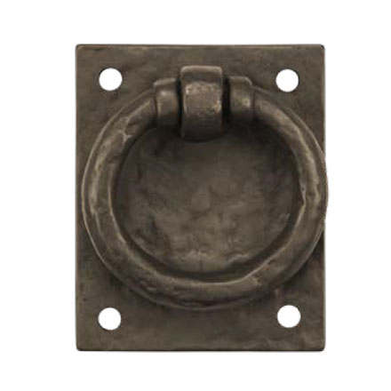 Coastal Bronze [60-105] Solid Bronze Shutter Ring Pull - Smooth Ring w/ Backplate - 2" Dia.