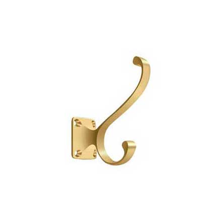 Deltana [CAHH35CR003] Solid Brass Coat &amp; Hat Hook - Heavy Duty - Traditional - Polished Brass (PVD) Finish - 3 3/8&quot; L