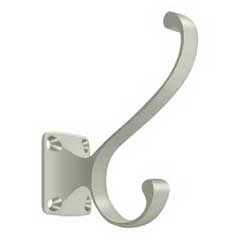 Deltana [CAHH35U15] Solid Brass Coat &amp; Hat Hook - Heavy Duty - Traditional - Brushed Nickel Finish - 3 3/8&quot; L