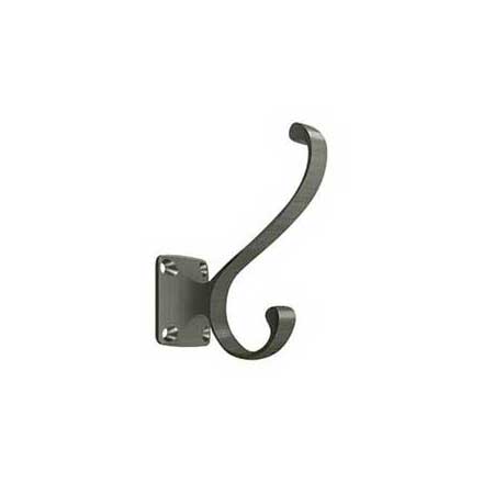 Deltana [CAHH35U15A] Solid Brass Coat &amp; Hat Hook - Heavy Duty - Traditional - Antique Nickel Finish - 3 3/8&quot; L