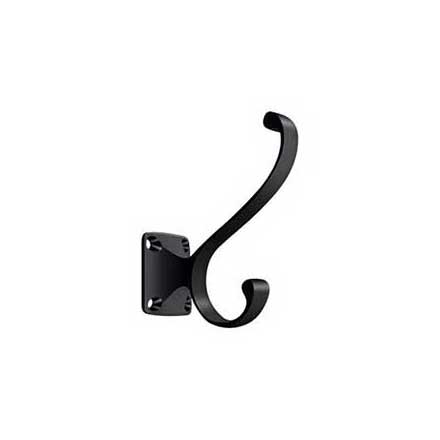 Deltana [CAHH35U19] Solid Brass Coat &amp; Hat Hook - Heavy Duty - Traditional - Paint Black Finish - 3 3/8&quot; L