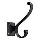 Deltana [CAHH35U19] Solid Brass Coat &amp; Hat Hook - Heavy Duty - Traditional - Paint Black Finish - 3 3/8&quot; L