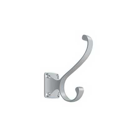 Deltana [CAHH35U26D] Solid Brass Coat &amp; Hat Hook - Heavy Duty - Traditional - Brushed Chrome Finish - 3 3/8&quot; L