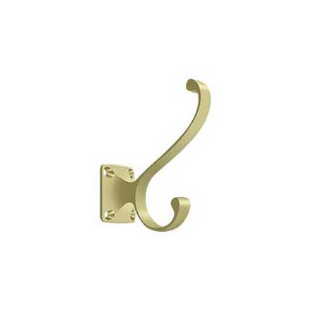 Deltana [CAHH35U3-UNL] Solid Brass Coat &amp; Hat Hook - Heavy Duty - Traditional - Polished Brass (Unlacquered) Finish - 3 3/8" L