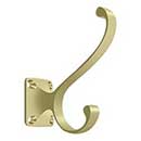 Deltana [CAHH35U3-UNL] Solid Brass Coat & Hat Hook - Heavy Duty - Traditional - Polished Brass (Unlacquered) Finish - 3 3/8" L