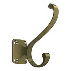 Deltana [CAHH35U5] Solid Brass Coat &amp; Hat Hook - Heavy Duty - Traditional - Antique Brass Finish - 3 3/8&quot; L