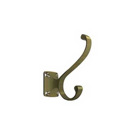 Deltana [CAHH35U5] Solid Brass Coat &amp; Hat Hook - Heavy Duty - Traditional - Antique Brass Finish - 3 3/8" L