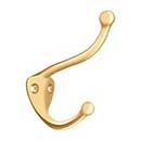 Deltana [CAHH3CR003] Solid Brass Coat &amp; Hat Hook - Traditional - Polished Brass (PVD) Finish - 3 1/4&quot; L