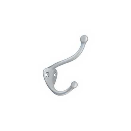 Deltana [CAHH3U26D] Solid Brass Coat &amp; Hat Hook - Traditional - Brushed Chrome Finish - 3 1/4" L