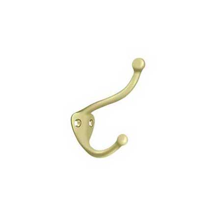 Deltana [CAHH3U3-UNL] Solid Brass Coat &amp; Hat Hook - Traditional - Polished Brass (Unlacquered) Finish - 3 1/4&quot; L