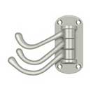 Deltana [TSH40U15] Solid Brass Coat &amp; Hat Hook - Heavy Duty - Triple Swivel - Brushed Nickel Finish - 3 1/8&quot; L