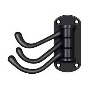 Deltana [TSH40U19] Solid Brass Coat & Hat Hook - Heavy Duty - Triple Swivel - Paint Black Finish - 3 1/8" L