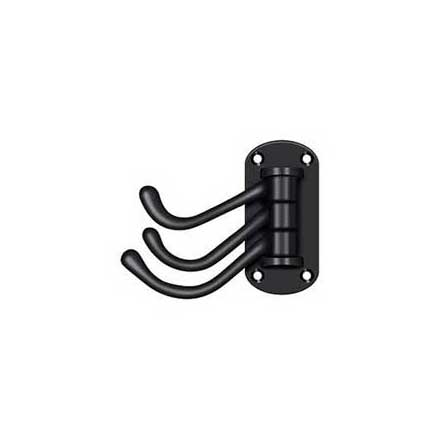 Deltana [TSH40U19] Solid Brass Coat &amp; Hat Hook - Heavy Duty - Triple Swivel - Paint Black Finish - 3 1/8" L