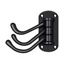 Deltana [TSH40U19] Solid Brass Coat &amp; Hat Hook - Heavy Duty - Triple Swivel - Paint Black Finish - 3 1/8&quot; L