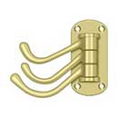 Deltana [TSH40U3] Solid Brass Coat &amp; Hat Hook - Heavy Duty - Triple Swivel - Polished Brass Finish - 3 1/8&quot; L