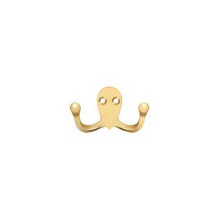 Deltana [WDH15CR003] Solid Brass Coat &amp; Hat Hook - Double - Polished Brass (PVD) Finish - 2 3/4&quot; L