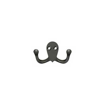 Deltana [WDH15U10B] Solid Brass Coat &amp; Hat Hook - Double - Oil Rubbed Bronze Finish - 2 3/4" L