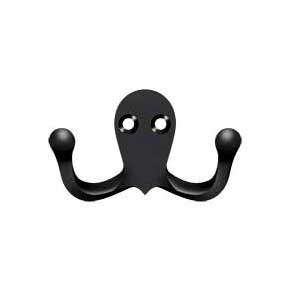 Deltana [WDH15U19] Solid Brass Coat & Hat Hook - Double - Paint Black Finish - 2 3/4" L