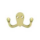 Deltana [WDH15U3] Solid Brass Coat &amp; Hat Hook - Double - Polished Brass Finish - 2 3/4&quot; L