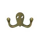 Deltana [WDH15U5] Solid Brass Coat & Hat Hook - Double - Antique Brass Finish - 2 3/4" L