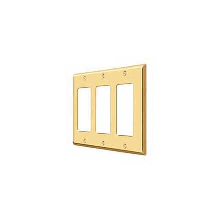 Deltana [SWP4740CR003] Solid Brass Wall Switch Plate Cover - Triple Rocker - Polished Brass (PVD) Finish