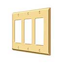Deltana [SWP4740CR003] Solid Brass Wall Switch Plate Cover - Triple Rocker - Polished Brass (PVD) Finish