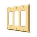 Deltana [SWP4740CR003] Solid Brass Wall Switch Plate Cover - Triple Rocker - Polished Brass (PVD) Finish