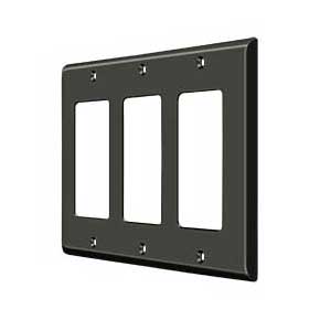 Deltana [SWP4740U10B] Solid Brass Wall Switch Plate Cover - Triple Rocker - Oil Rubbed Bronze Finish