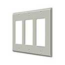 Deltana [SWP4740U15] Solid Brass Wall Switch Plate Cover - Triple Rocker - Brushed Nickel Finish