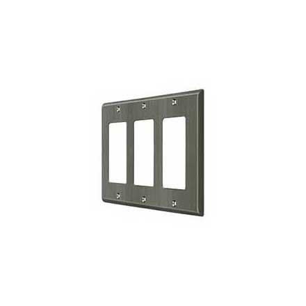 Deltana [SWP4740U15A] Solid Brass Wall Switch Plate Cover - Triple Rocker - Antique Nickel Finish