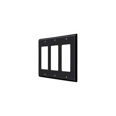 Deltana [SWP4740U19] Solid Brass Wall Switch Plate Cover - Triple Rocker - Paint Black Finish