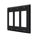 Deltana [SWP4740U19] Solid Brass Wall Switch Plate Cover - Triple Rocker - Paint Black Finish